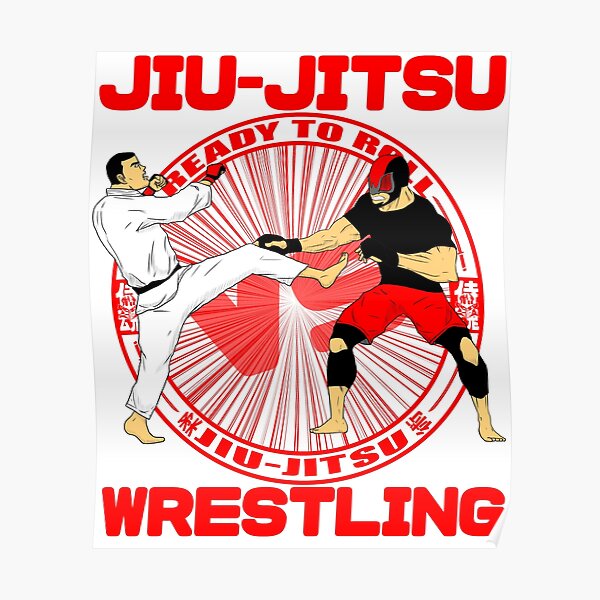 Jiu Jitsu vs Wrestling T-Shirt. Poster