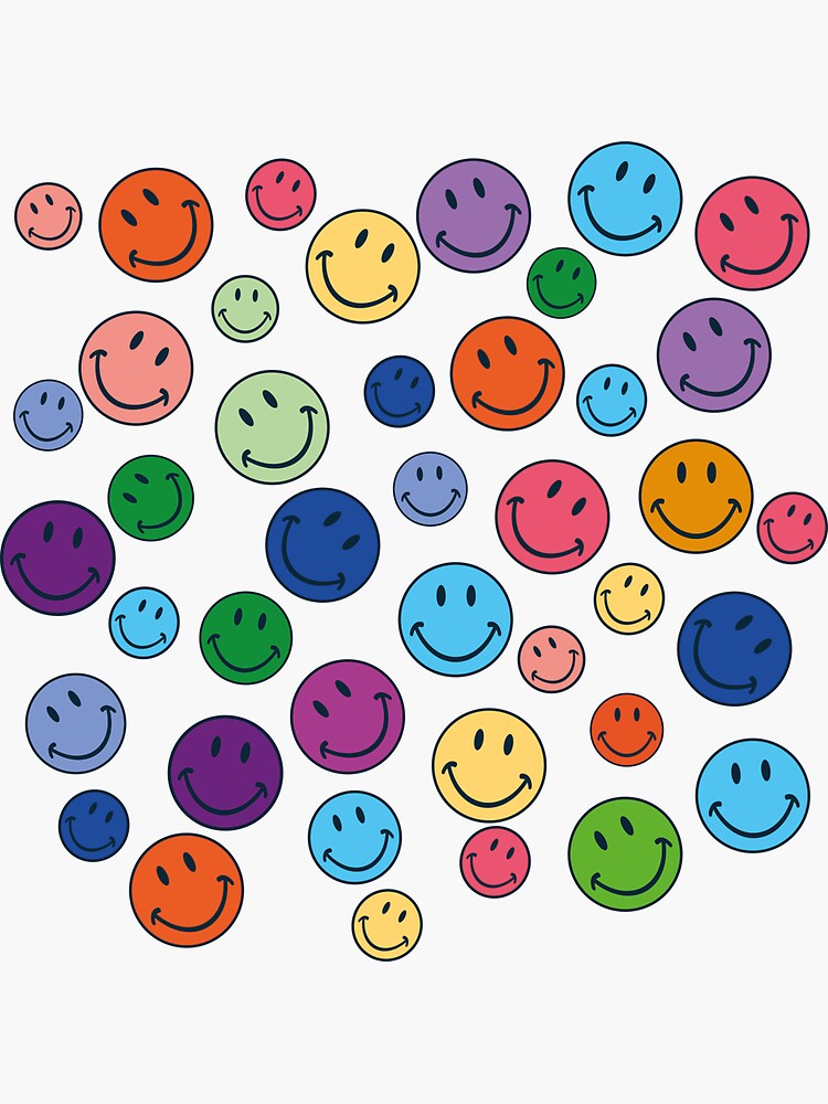 Happy Smiley Face Emojis Sticker for Sale by Adesquare