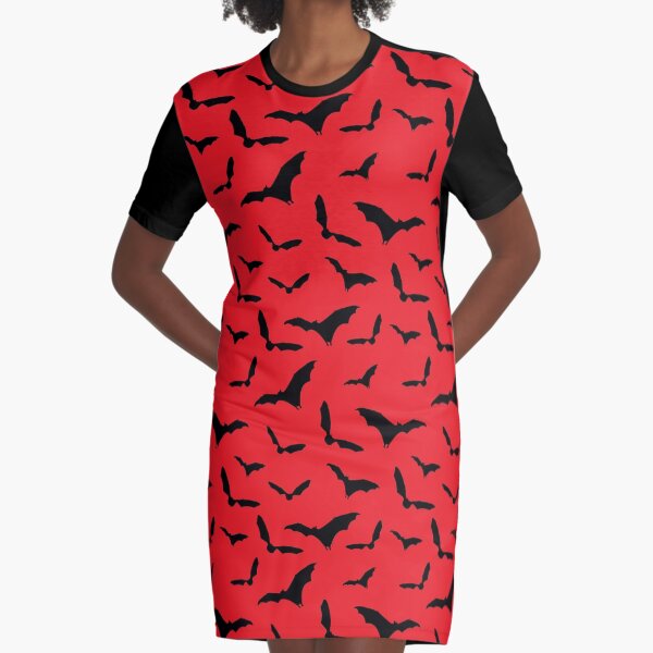 Halloween Bats Pattern Graphic T-Shirt Dress