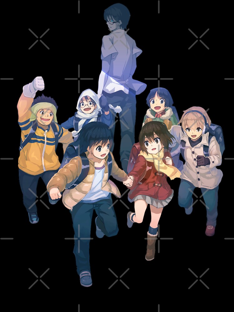 erased anime characters blue satoru fujinuma red kayo hinazuki yellow kenya  kobayashi bokumachi kanji fanart