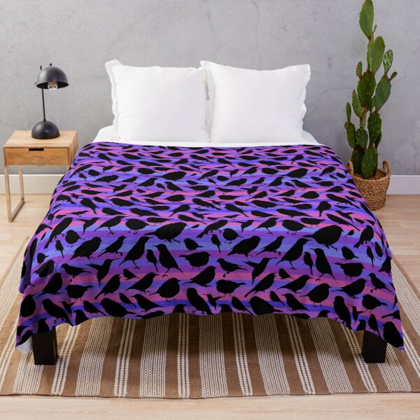 Artikelvorschau, Birdies Black on Horizontal Pop Art Purple Stripes Repeat 5748 entworfen und verkauft von Art in My Loft.