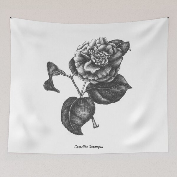 Item preview, No. 2 " The Camellia" Botanical Ballpoint Pen Drawing designed and sold by sckuithe.