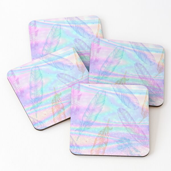 Item preview, pink and blue holography feather pattern designed and sold by Beeroclock.