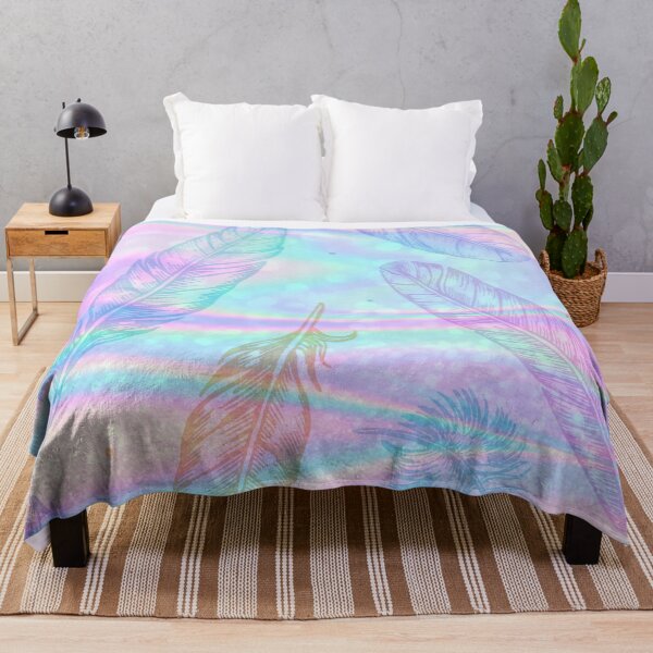 Item preview, pink and blue holography feather pattern designed and sold by Beeroclock.
