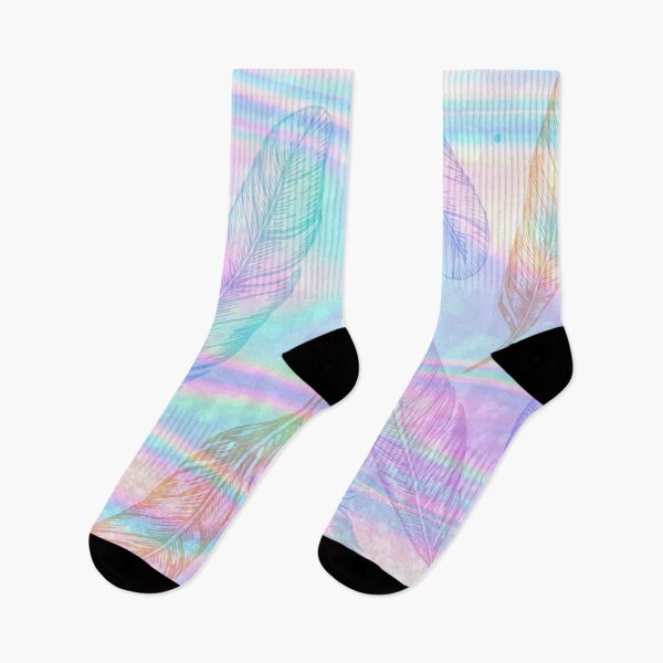 Item preview, pink and blue holography feather pattern designed and sold by Beeroclock.