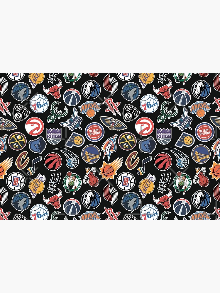 Discover NBA teams seamless pattern black Bath Mat