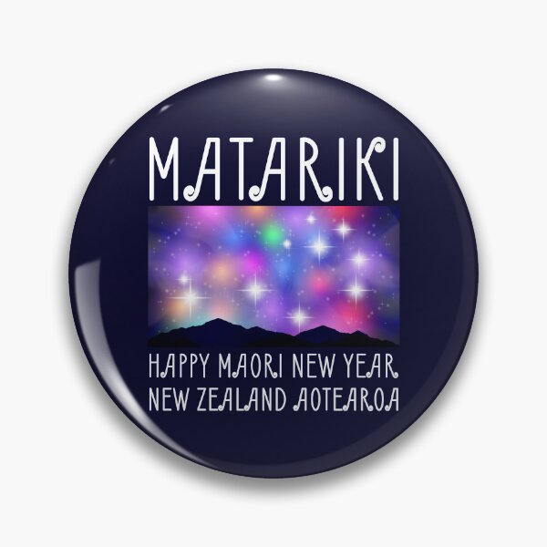 Item preview, New Zealand (Aotearoa) Matariki festival. Happy New Year Maori. Bright shining star pleiades and colored glowing nebulae in the night sky. Silhouettes of mountains designed and sold by GAleksS.