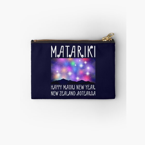 Item preview, New Zealand (Aotearoa) Matariki festival. Happy New Year Maori. Bright shining star pleiades and colored glowing nebulae in the night sky. Silhouettes of mountains designed and sold by GAleksS.