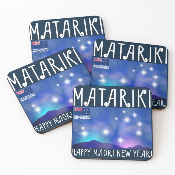 Item preview, Matariki. Happy Maori New Year. Bright radiant stellar pleiades and nebula in the night sky. Flag of New Zealand or Aotearoa designed and sold by GAleksS.