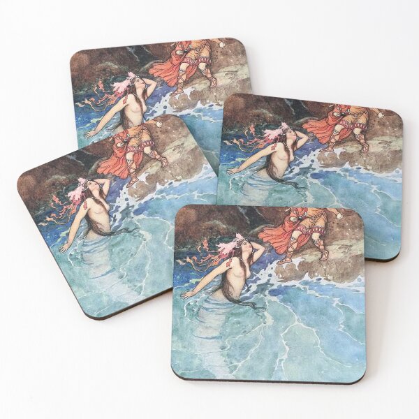 Item preview, Mermaid and the Warrior by Warwick Goble designed and sold by ArtHistoryLover.