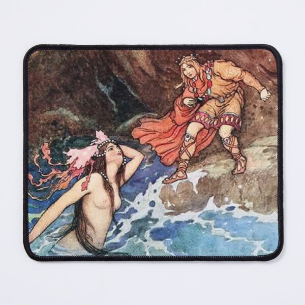Item preview, Mermaid and the Warrior by Warwick Goble designed and sold by ArtHistoryLover.