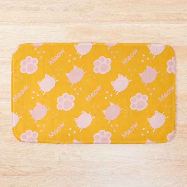 Item preview, Baby Pink Cat Meow in Ginger Yellow BG Animal Wall Paper Pattern designed and sold by Moyanana.