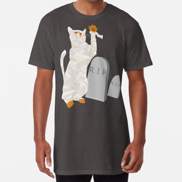 Giant Mummy Cat Monster Cute Horror Cartoon Long T-Shirt