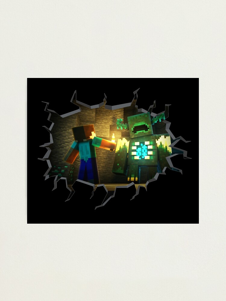 Minecraft 3d Gaming Wall Crack Effect Boss Version Photographic Print For Sale By Apexartz Redbubble