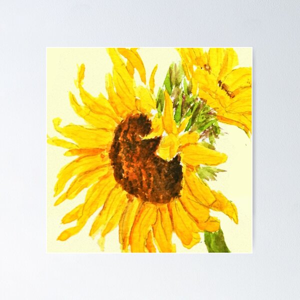 Item preview, sunflower watercolor painting macro designed and sold by ColorandColor.
