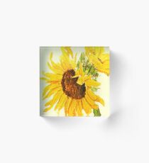 sunflower watercolor painting macro Acrylic Block