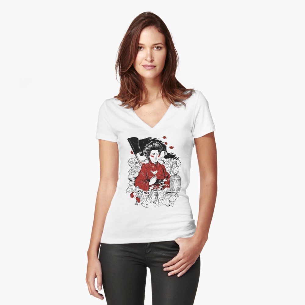 Item preview, Fitted V-Neck T-Shirt designed and sold by gengiskahn.