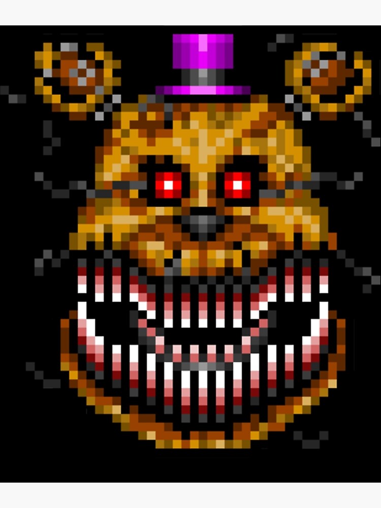 Five Nights At Freddys 4 Nightmare Fredbear Pixel Art Kids Poster