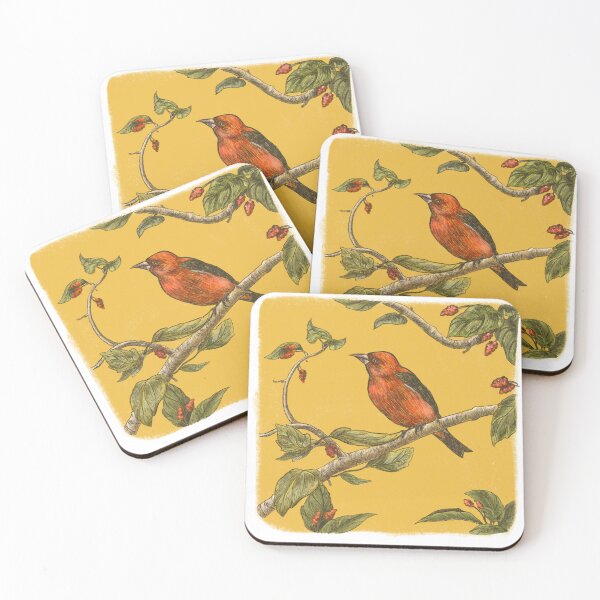 Item preview, Red Bird on a Branch in Pencil designed and sold by Alex Goubar.
