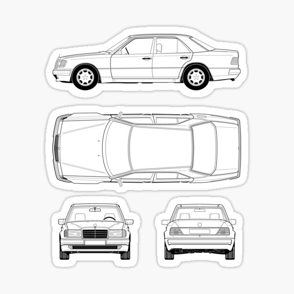 w124 500e Blaupause Oldtimer Sticker