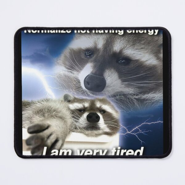 Item preview, Racoon Meme: Normalize not having energy I am very tired designed and sold by Greg Heffley.