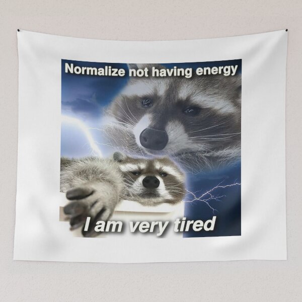 Item preview, Racoon Meme: Normalize not having energy I am very tired designed and sold by Greg Heffley.
