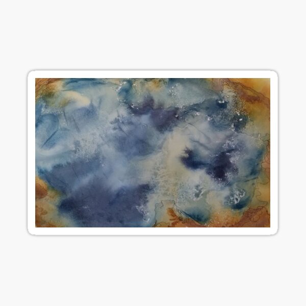 Yellowstone Hydrothermal Pool #4 closeup watercolor and ink painting Sticker