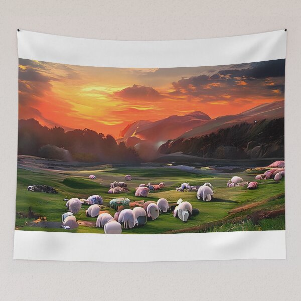 Item preview, Sheeps on the meadow designed and sold by digitalartpro.