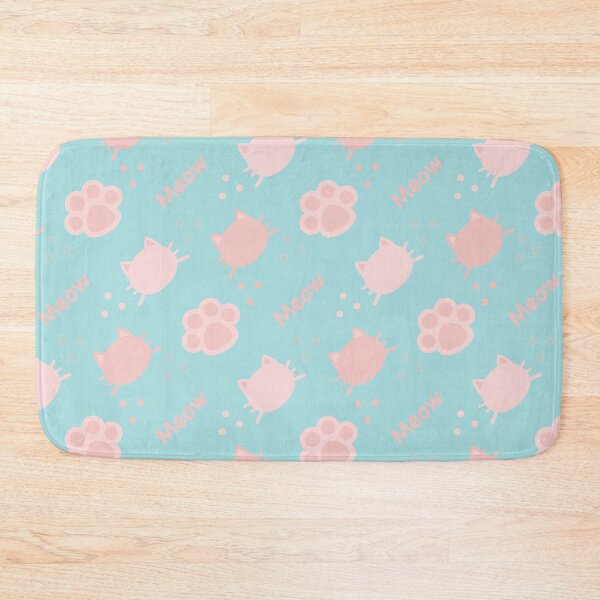 Item preview, Baby Pink Cat Meow in Lake Blue BG Animal Wall Paper Pattern designed and sold by Moyanana.