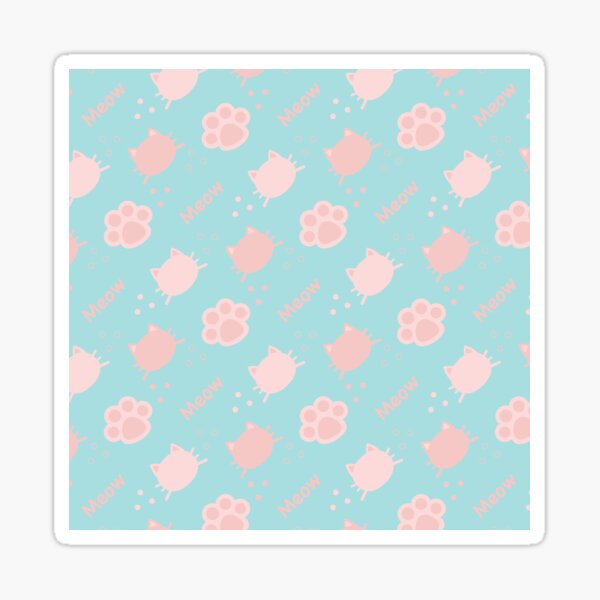 Item preview, Baby Pink Cat Meow in Lake Blue BG Animal Wall Paper Pattern designed and sold by Moyanana.