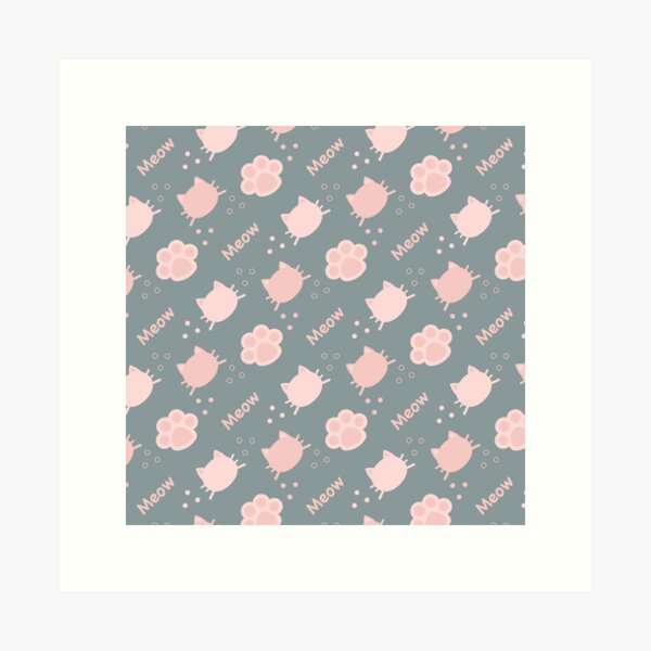 Item preview, Baby Pink Cat Meow in Grey BG Animal Wall Paper Pattern designed and sold by Moyanana.