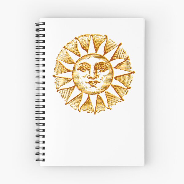Item preview, celestial golden sun with face line drawing vintage designed and sold by opptop.