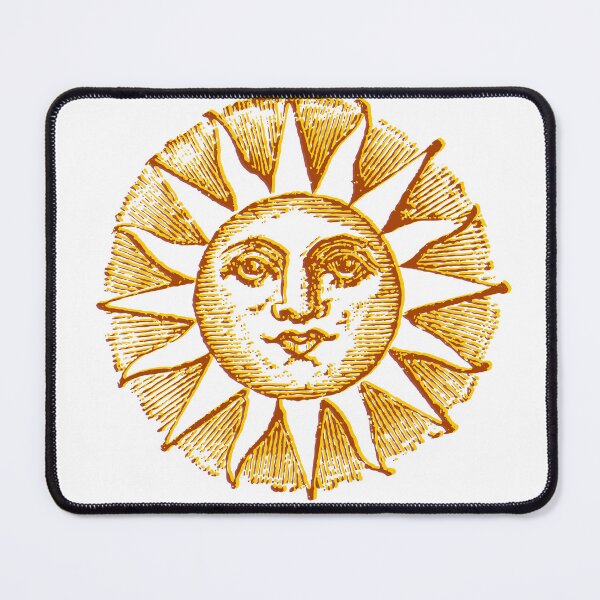 Item preview, celestial golden sun with face line drawing vintage designed and sold by opptop.