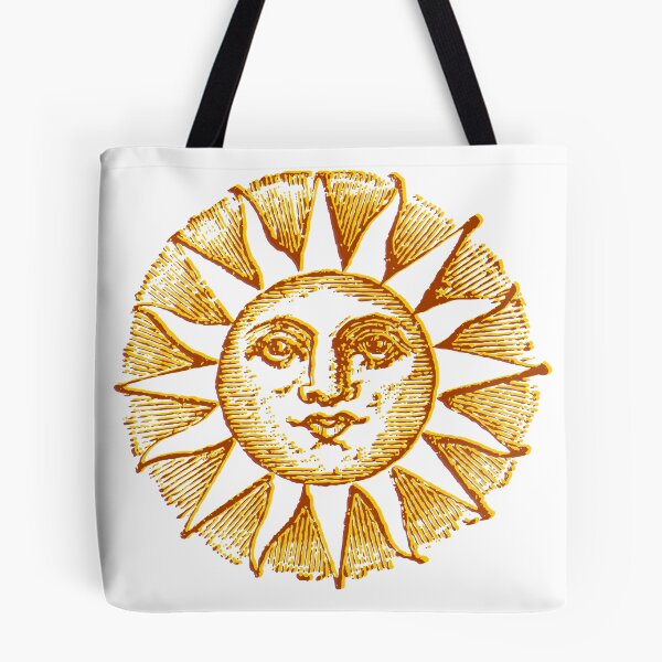 Item preview, celestial golden sun with face line drawing vintage designed and sold by opptop.