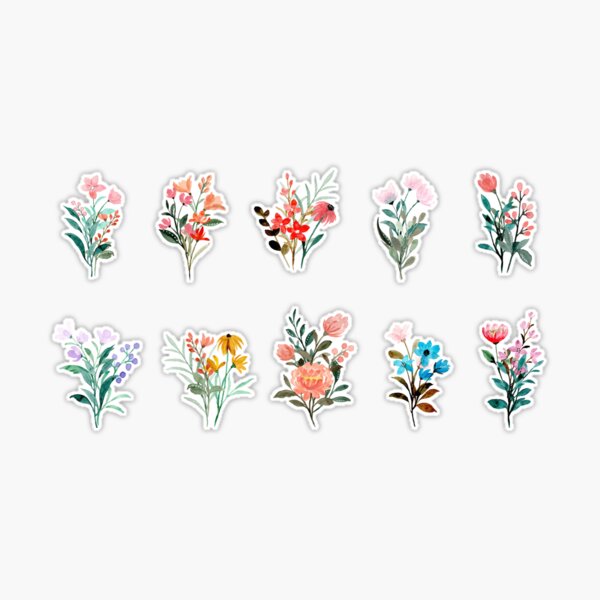 Watercolor Wildflowers Sticker for Sale by cait-shaw