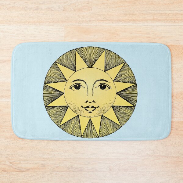 Item preview, celestial yellow sun with face line drawing vintage designed and sold by opptop.