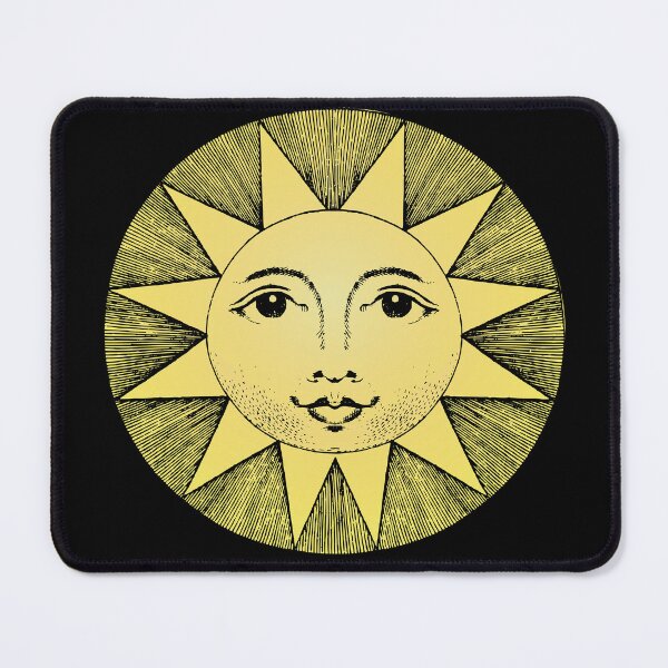 Item preview, celestial yellow sun with face line drawing vintage black designed and sold by opptop.
