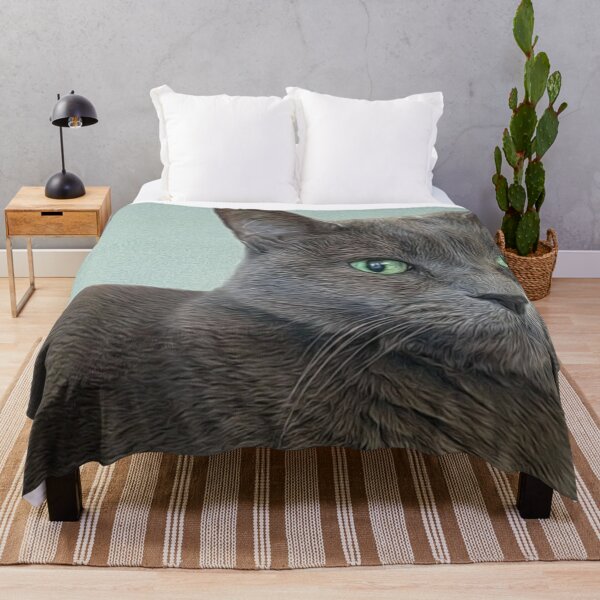Item preview, Painted Russian Blue Cat designed and sold by HappyLifeCreate.