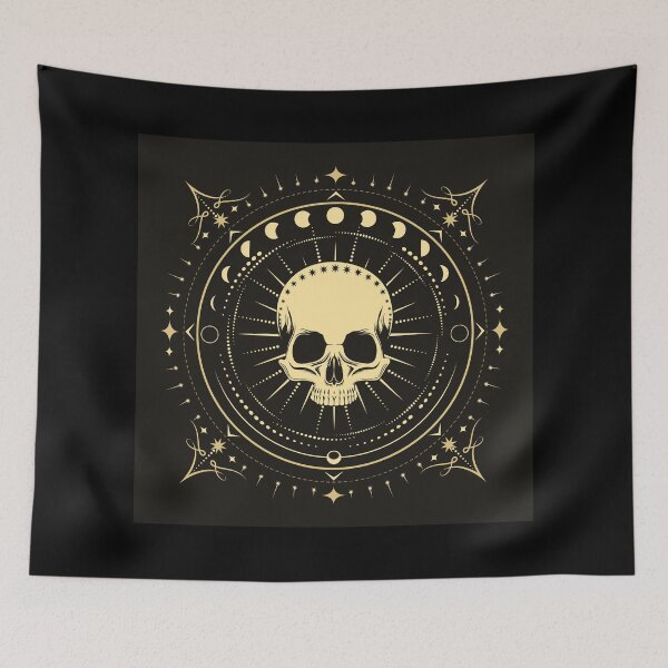 Item preview, Human Skull with Phases of Moon Esoteric Illustration  designed and sold by devaleta.