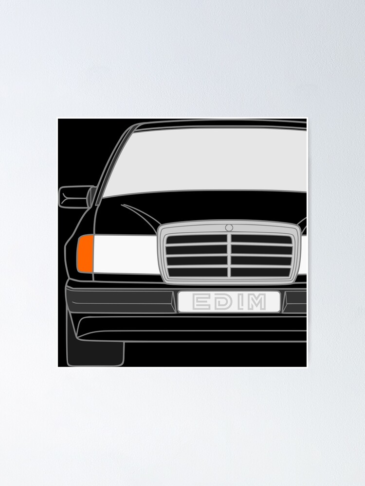 POSTER - MERCEDES W124 - (A4, A3, A2) - CHOOSE REG & Colour PERSONALISE Car
