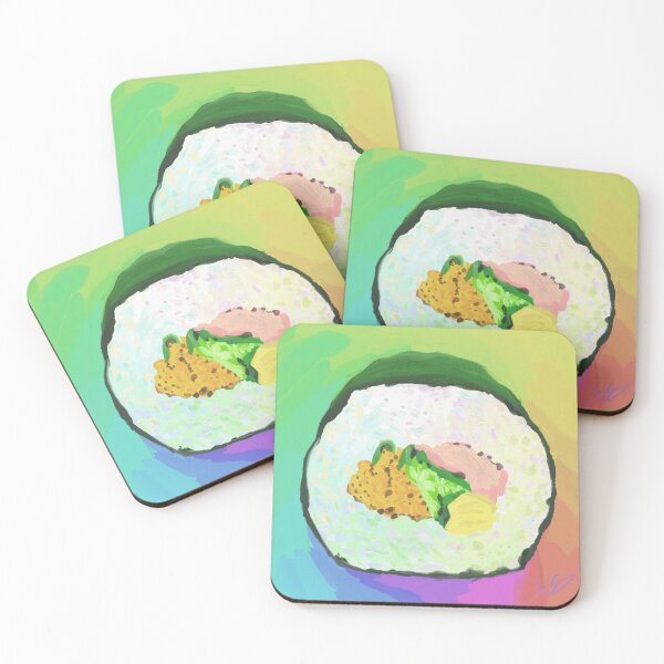 Item preview, Rainbow Maki Sushi Roll Alla Prima Digital Oil Painting designed and sold by Valerie Englehart.