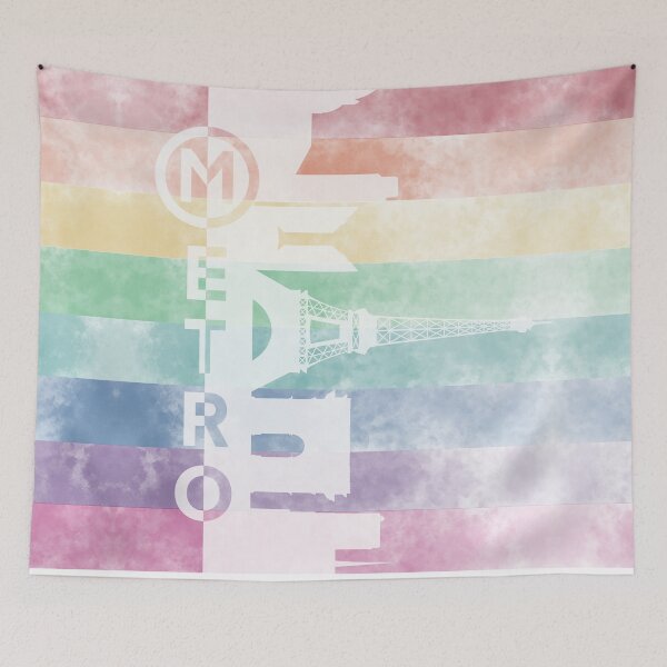 Item preview, Metro Paris Rainbow LGBT Pride Negative Silhouette Eiffel Tower Arc de Triomphe Notre Dame designed and sold by MunsyArt.