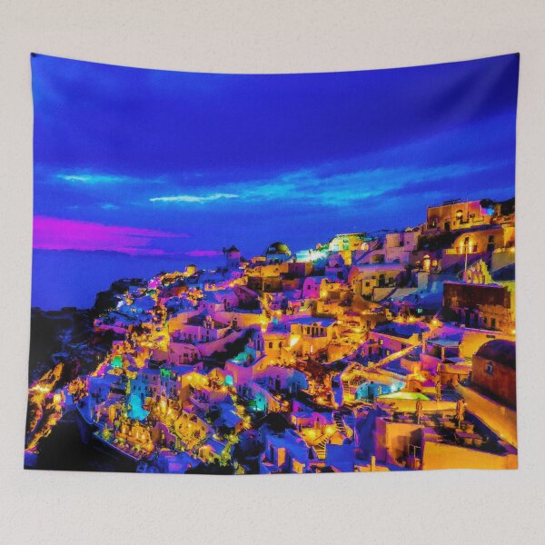 Item preview, Santorini Oia Greece, Oia Santorini Aesthetic, Blue And White Oia Santorini Architecture, Village Oia Santorini Greece designed and sold by Trendymotion.