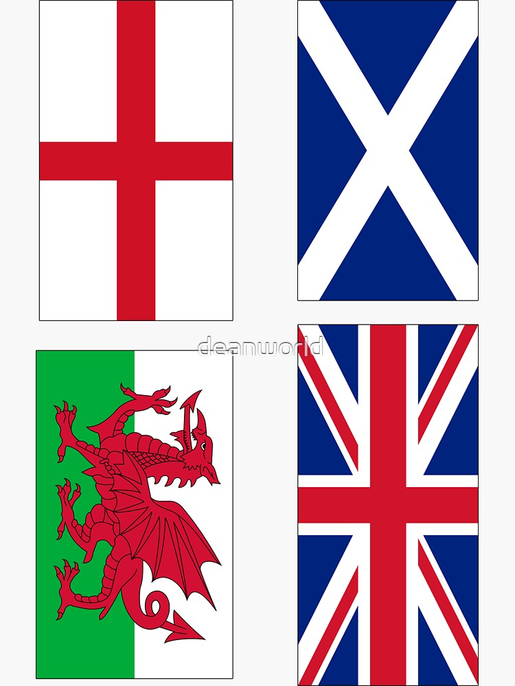 Sticker for Sale mit Vier Flaggen von Großbritannien – Multi