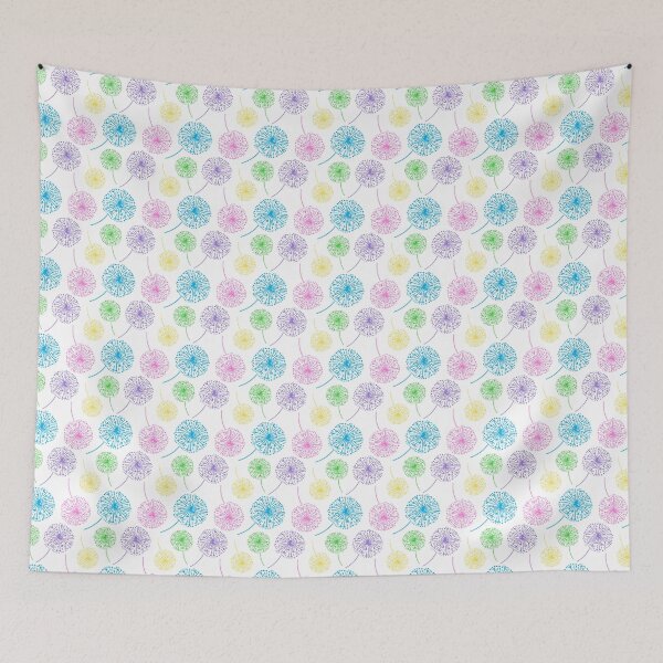 Item preview, Multicolor dandelion clocks on white designed and sold by LittleBettyMakes.