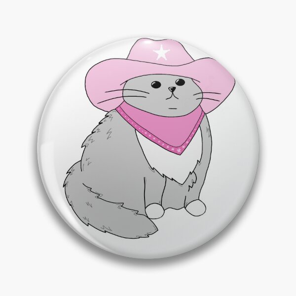 Item preview, gray cat with pink cowboy hat and bandana designed and sold by sarahhtaylor.
