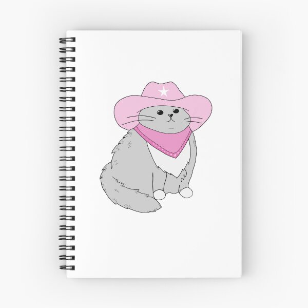 Item preview, gray cat with pink cowboy hat and bandana designed and sold by sarahhtaylor.