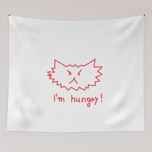 Item preview, Red drawing of a hungry cat designed and sold by Grzegorz Majerski.
