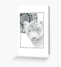 Snow Leopard and Mandala Greeting Card