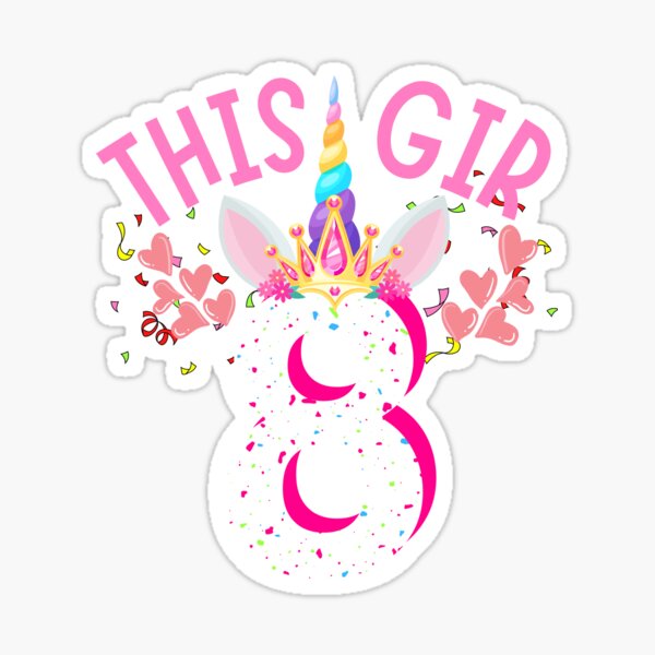 8th Birthday Girl Stickers for Sale